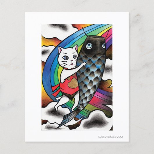 White Cat with a Carp (Front)