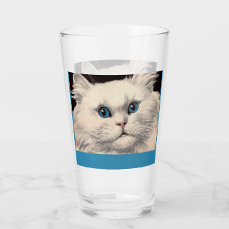 white cat with blue eyes glass