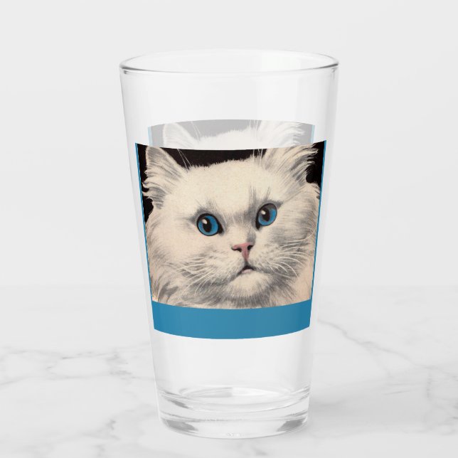 white cat with blue eyes glass (Back)