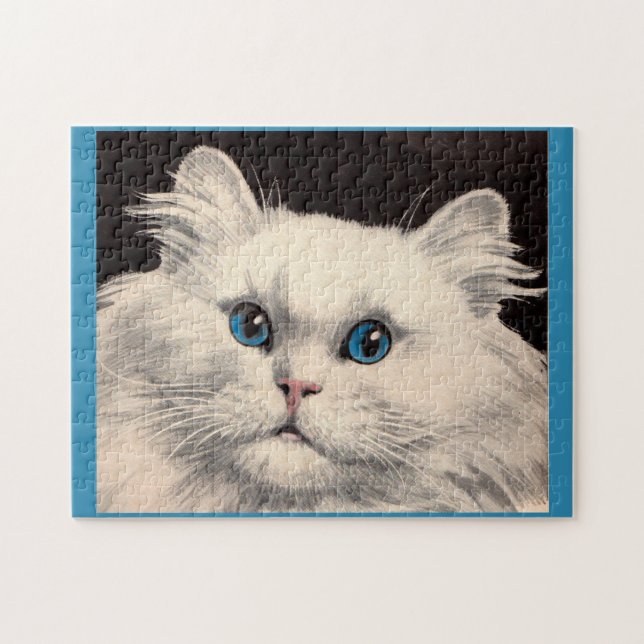 white cat with blue eyes jigsaw puzzle (Horizontal)