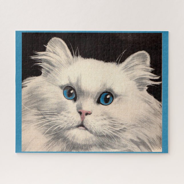 white cat with blue eyes jigsaw puzzle (Horizontal)