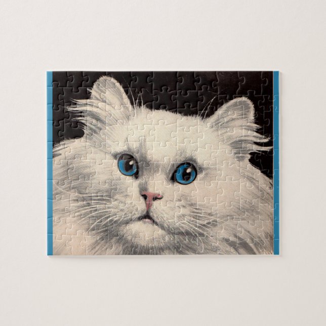 white cat with blue eyes jigsaw puzzle (Horizontal)
