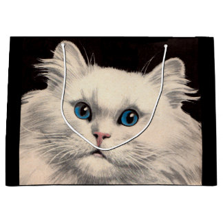 white cat with blue eyes large gift bag