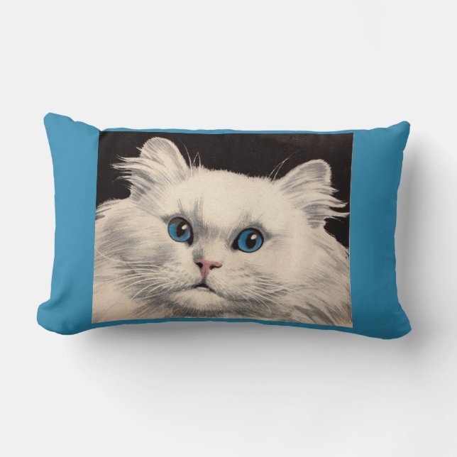 white cat with blue eyes lumbar pillow (Front)