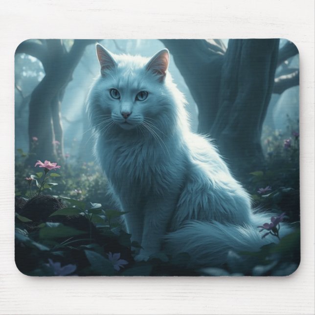 White cat with blue eyes mouse pad (Front)