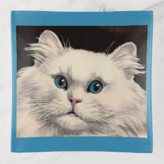 white cat with blue eyes trinket tray