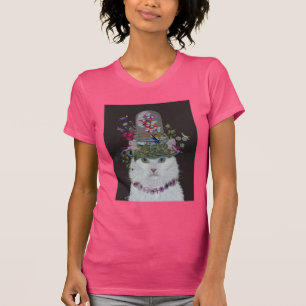 White Cat with Butterfly Bell Jar T-Shirt