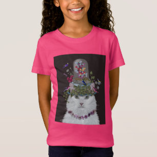 White Cat with Butterfly Bell Jar T-Shirt