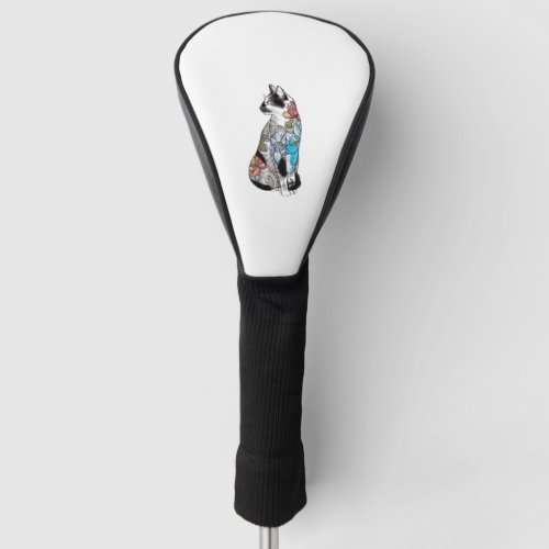 White Cat with Colorful   Golf Head Cover