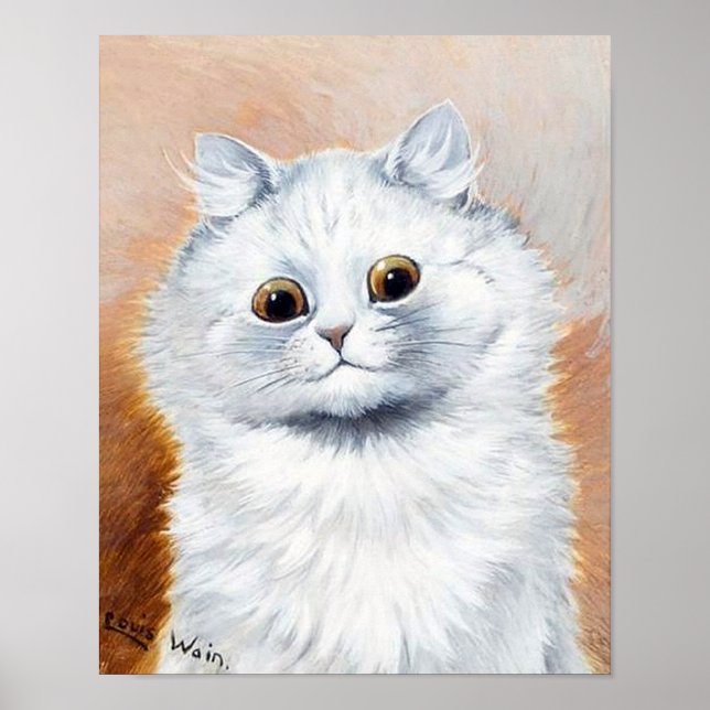 White Cat with Fan Poster (Front)