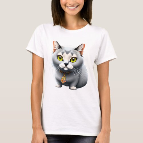 White Cat With Tie T_Shirt