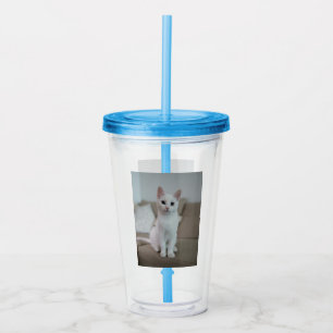 White cat Zazzle_Growshop. Acrylic Tumbler