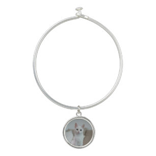White cat Zazzle_Growshop. Bangle Bracelet