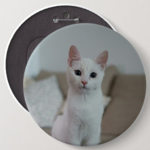 White cat Zazzle_Growshop. Button