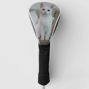 White cat Zazzle_Growshop. Golf Head Cover