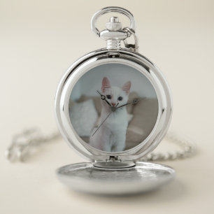 White cat Zazzle_Growshop. Pocket Watch