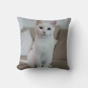 White cat   Zazzle_Growshop. Throw Pillow