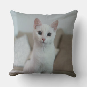 White cat   Zazzle_Growshop. Throw Pillow