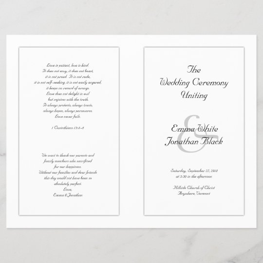 White Catholic Wedding Ceremony Program Zazzle Com