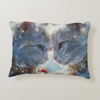 White Cats Digital Art Accent Pillow