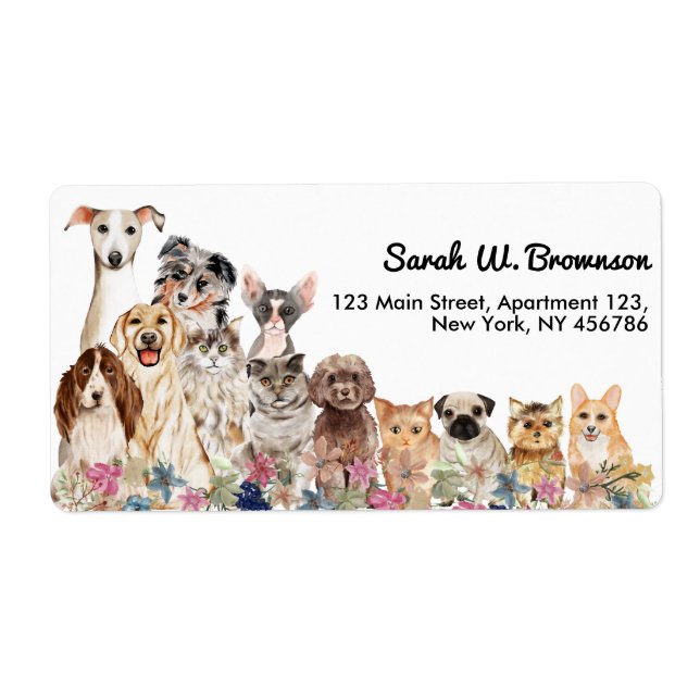 White Cats Dogs Pet Vet Label (Front)