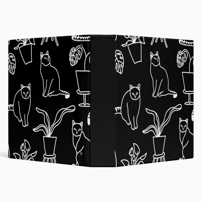 White cats on black 3 ring binder (Background)