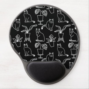White cats on black gel mouse pad