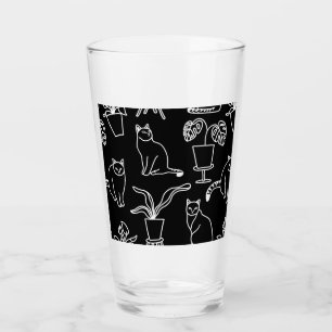 White cats on black glass