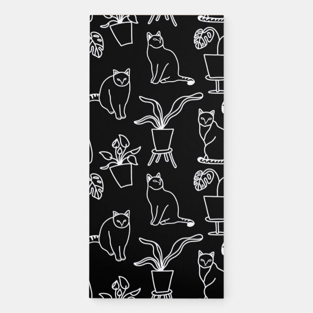 White cats on black magnetic notepad (Front)