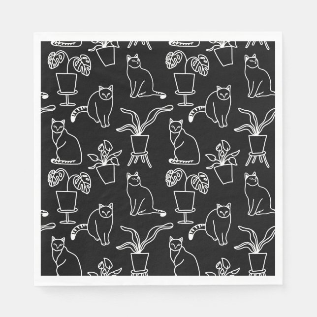 White cats on black napkins (Front)