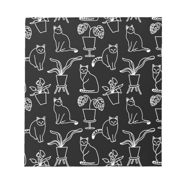 White cats on black notepad (Front)