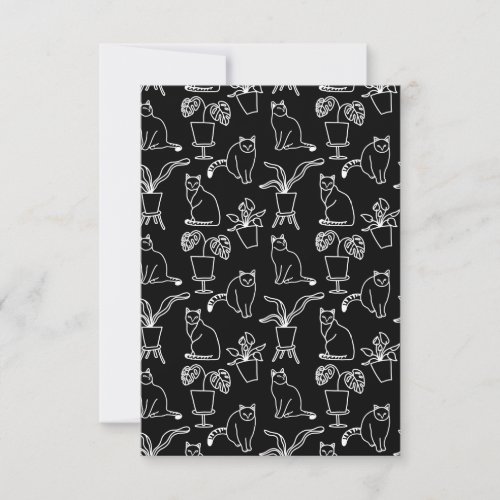 White cats on black thank you card