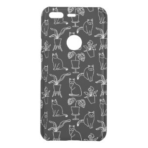 White cats on black uncommon google pixel case