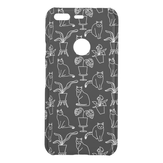 White cats on black uncommon google pixel case (Back)