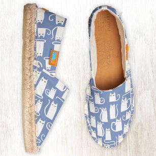 White Cats on Blue Espadrilles