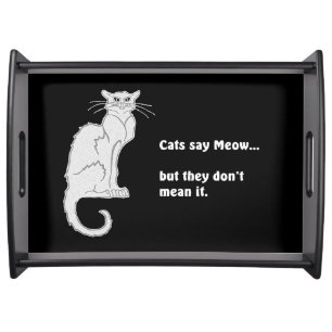 White "Cats Say Meow..." Serving Tray