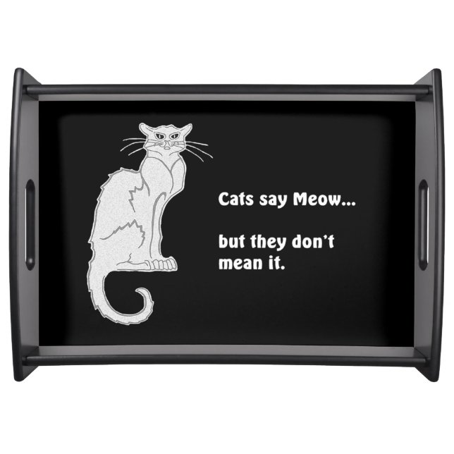 White "Cats Say Meow..." Serving Tray (Front)