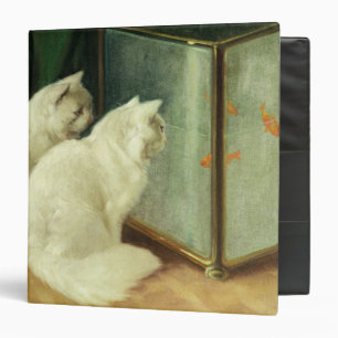 White Cats Watching Goldfish 3 Ring Binder