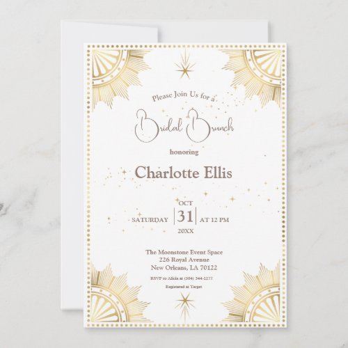 White Celestial Sun and Moon Bridal Brunch Shower  Invitation