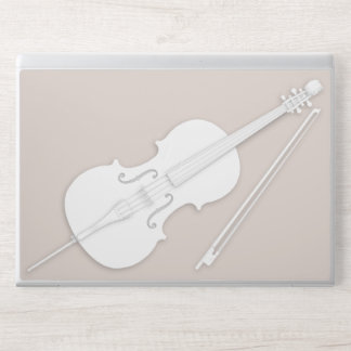 White Cello & Bow Layered Paper Illusion Beige HP Laptop Skin