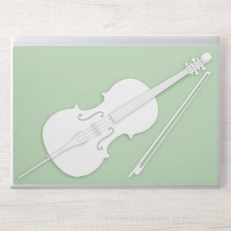 White Cello & Bow Layered Paper Illusion Green HP Laptop Skin