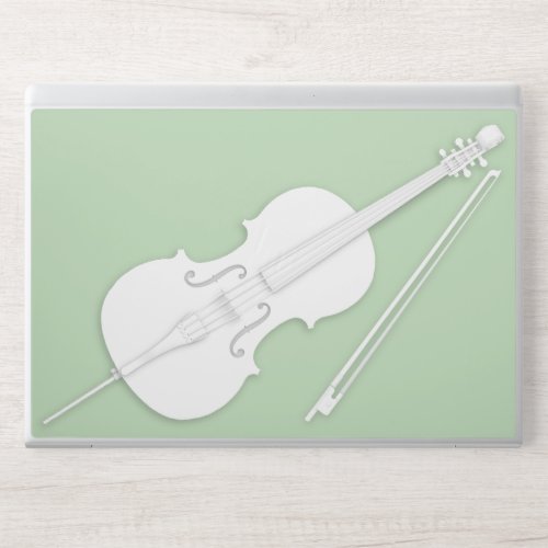 White Cello  Bow Layered Paper Illusion Green HP Laptop Skin
