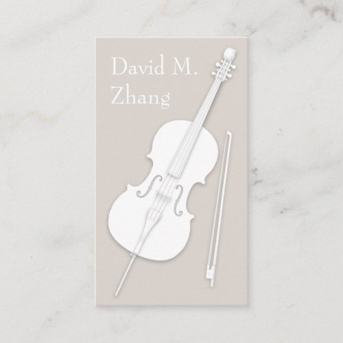 White Cello  Bow Simply Elegant String Player Business Card