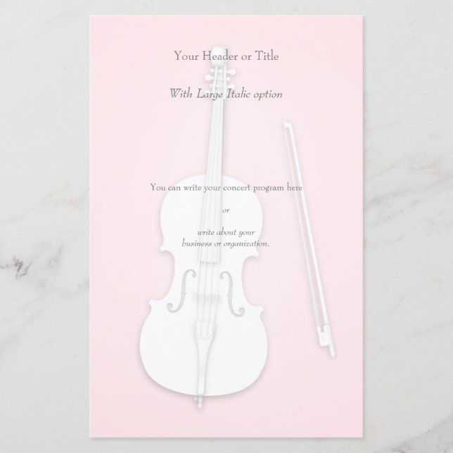 White Cello Custom Color Concert Program Insert (Front)