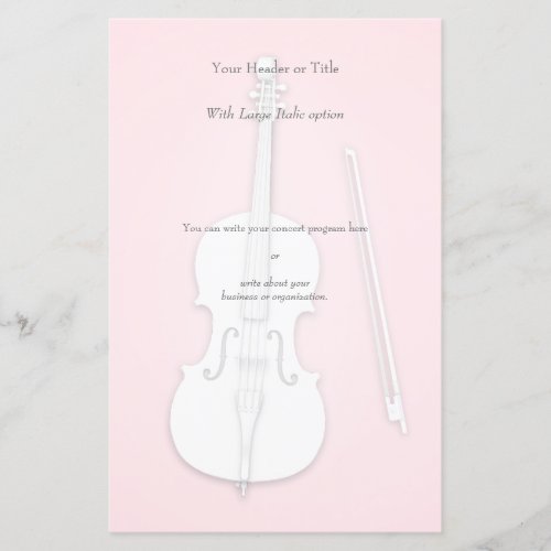 White Cello Custom Color Concert Program Insert