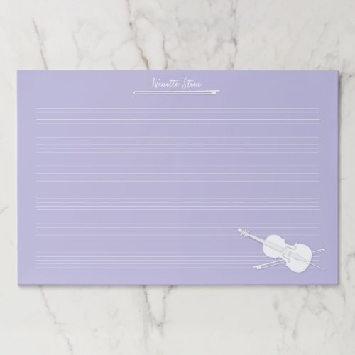 White Cello Custom Lavender Giant Music Manuscript Paper Pad