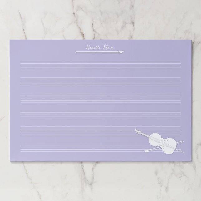 White Cello Custom Lavender Giant Music Manuscript Paper Pad (Front)