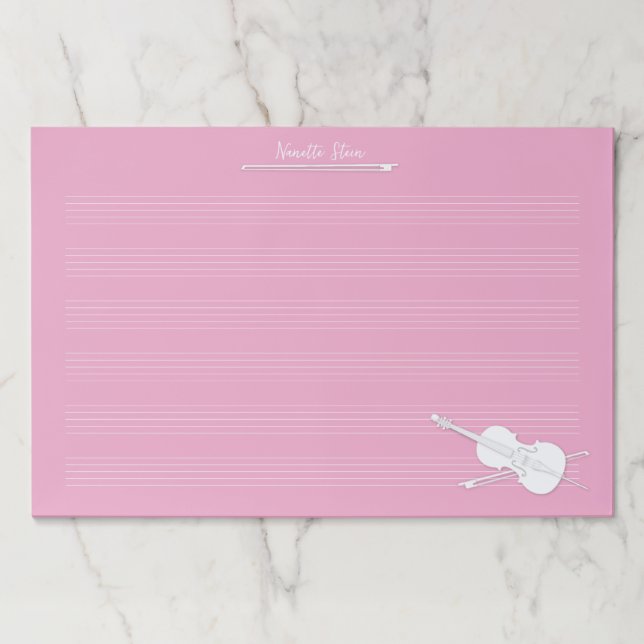 White Cello Custom Pink Giant Music Manuscript Paper Pad (Front)
