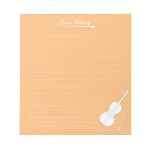 White Cello Personalized Music Lesson Orange Notepad
