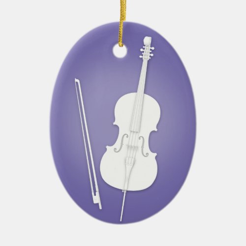 White Cello with Bow Purple Custom Music Ceramic Ornament